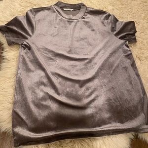 Taupe velvet mock neck top